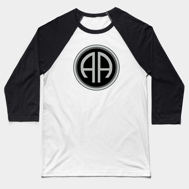 82ND AIRBORNE Gray Circle Baseball T-Shirt by Trent Tides